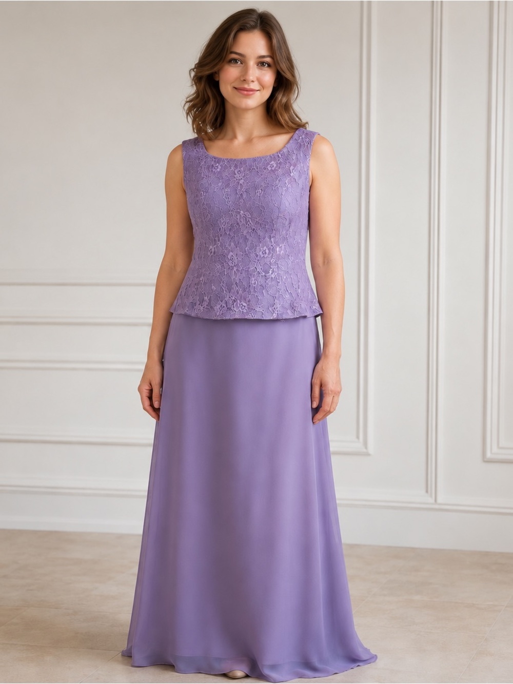 NWT Homecoming Dress Womens 12 Lilac Lace Chiffon Maxi Formal Prom Ball Gown